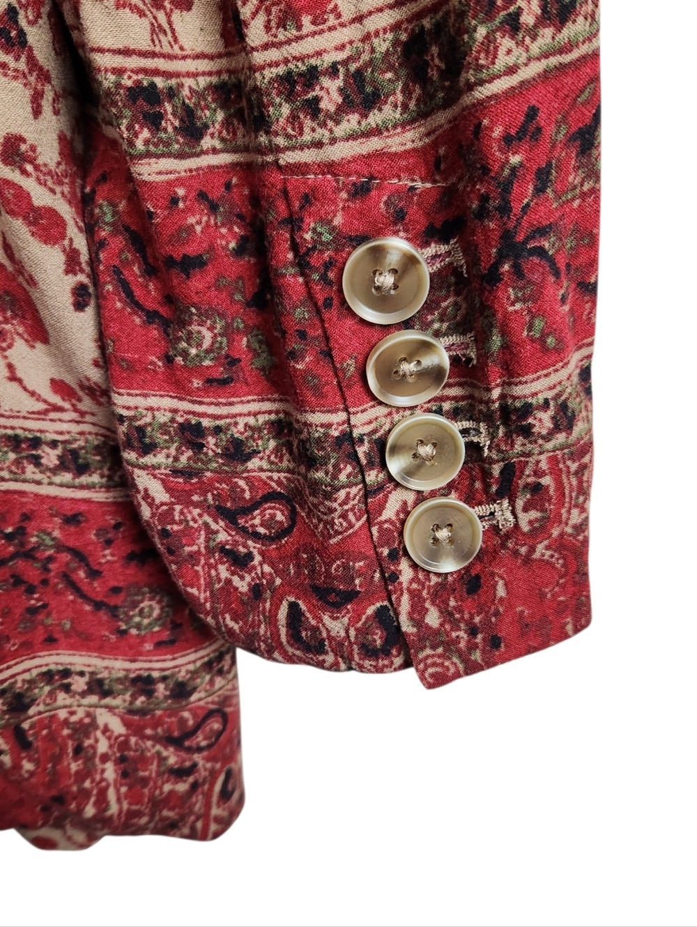 Free People Bellflower Floral Print Linen Blend Long Blazer Jacket Womens Size L - Picture 11 of 16